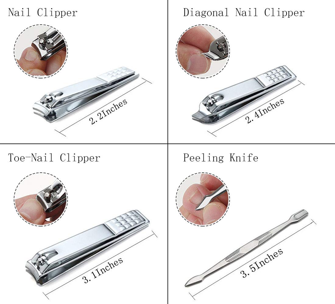 Manicure Set Professional Nail Clippers Kit Pedicure Care Tools- Stainless Steel Women Grooming Kit 18Pcs for Travel or Home (Pink)