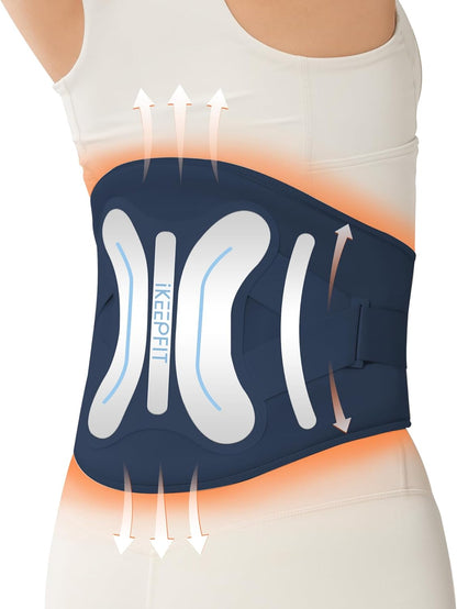 IKEEPFIT Portable Heating Pad for Back, FSA Eligible HSA, Cordless Heat Belt with Massager for Lower Back Pain Relief, Battery Powered 8000 mAh Rechargeable, MAXwarm 3.0, Gift for Women Men 90-310 lb