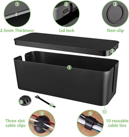 Cable Management Box, Large Cord Organizer Box to Hide Power Strip