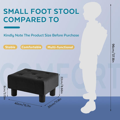 Small Foot Stool Ottoman, Sherpa Footstool Ottoman Foot Rest for Couch, Rectangle Footstools and Ottomans Small for Living Room, Entryway and Bedroom (White)