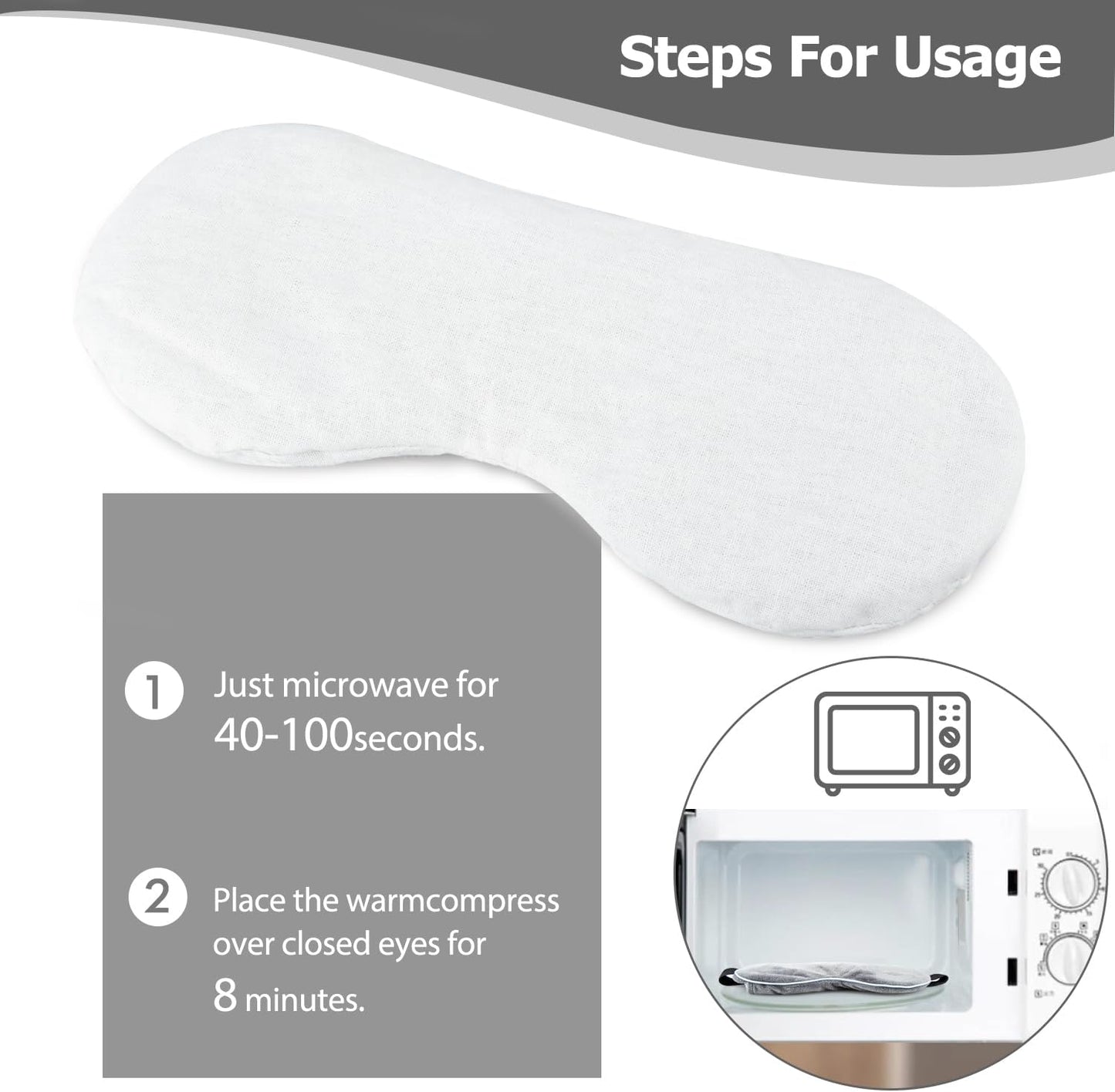 Moist Heat Eye Compress&Microwave Hot Eye Mask for Dry Eyes，Heated Eye Mask Natural and Healthy Therapies