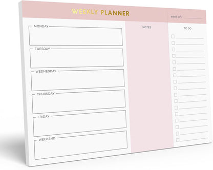 Sweetzer & Orange Weekly To Do List Pad. Gold Foil Weekly Organizer Notepad with Daily Agenda Squares. 7x10” Day Scheduler 2026 - Student Agenda, Work Log, and Checklist Note Pad.