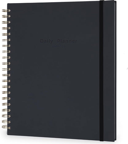 AuroPlanner Undated Daily Planner To Do List Hourly Schedule 2028 2027 2026 Calendar & Holiday Habit Tracker 180 Pages Letter Size 8.5" x 11" Sheets Hardcover Spiral Bound Notebook (Red)