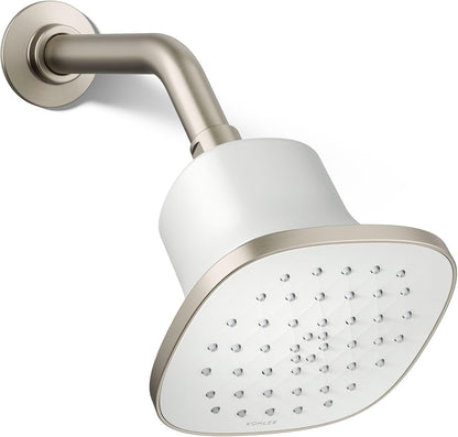 KOHLER 33631-Y-BN Cinq Round Single-Function Filtered Showerhead, Five-Layer Filtration, 2.5 GPM, Full Coverage Spray, Premium Durable Material, Vibrant Brushed Nickel