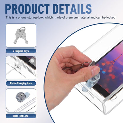 STOBOK Cell Phone Lock Box Transparent Phone Locker with Key and Screw Employee Mobile Storage Box for Office Classroom Kids and Students to Support Focus
