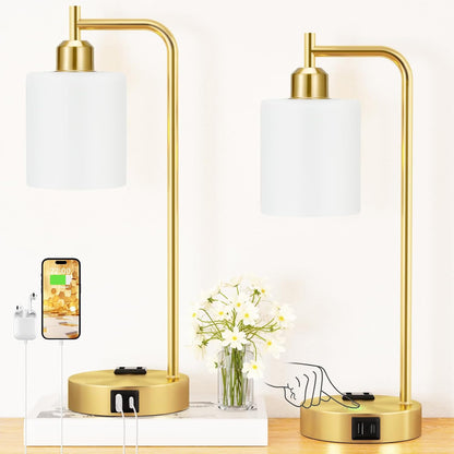 Industrial Touch Lamps for Nightstand Set of 2, 3-Way Dimmable Bedside Lamp