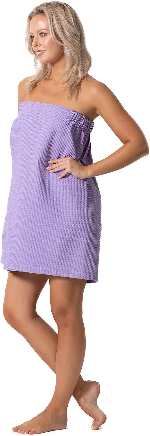 Turkish Linen Women’s Waffle Spa Body Wrap with Adjustable Closure