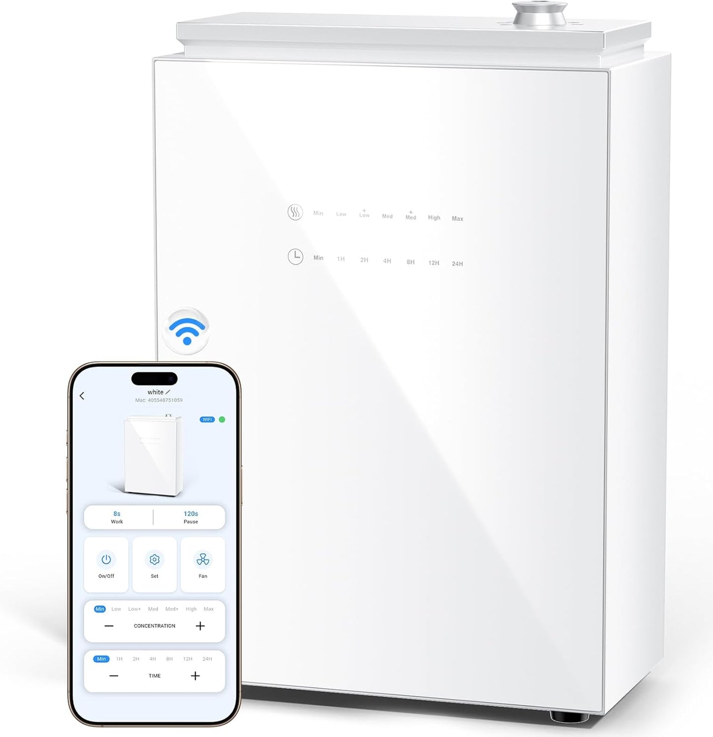 Essential Oil Diffuser - HVAC System, 5500 Sq.Ft Waterless Diffuser, Whole House & Aromatherapy Diffuser, Oil Diffuser for Office Home Large Room, WiFi & Bluetooth App Control, Black