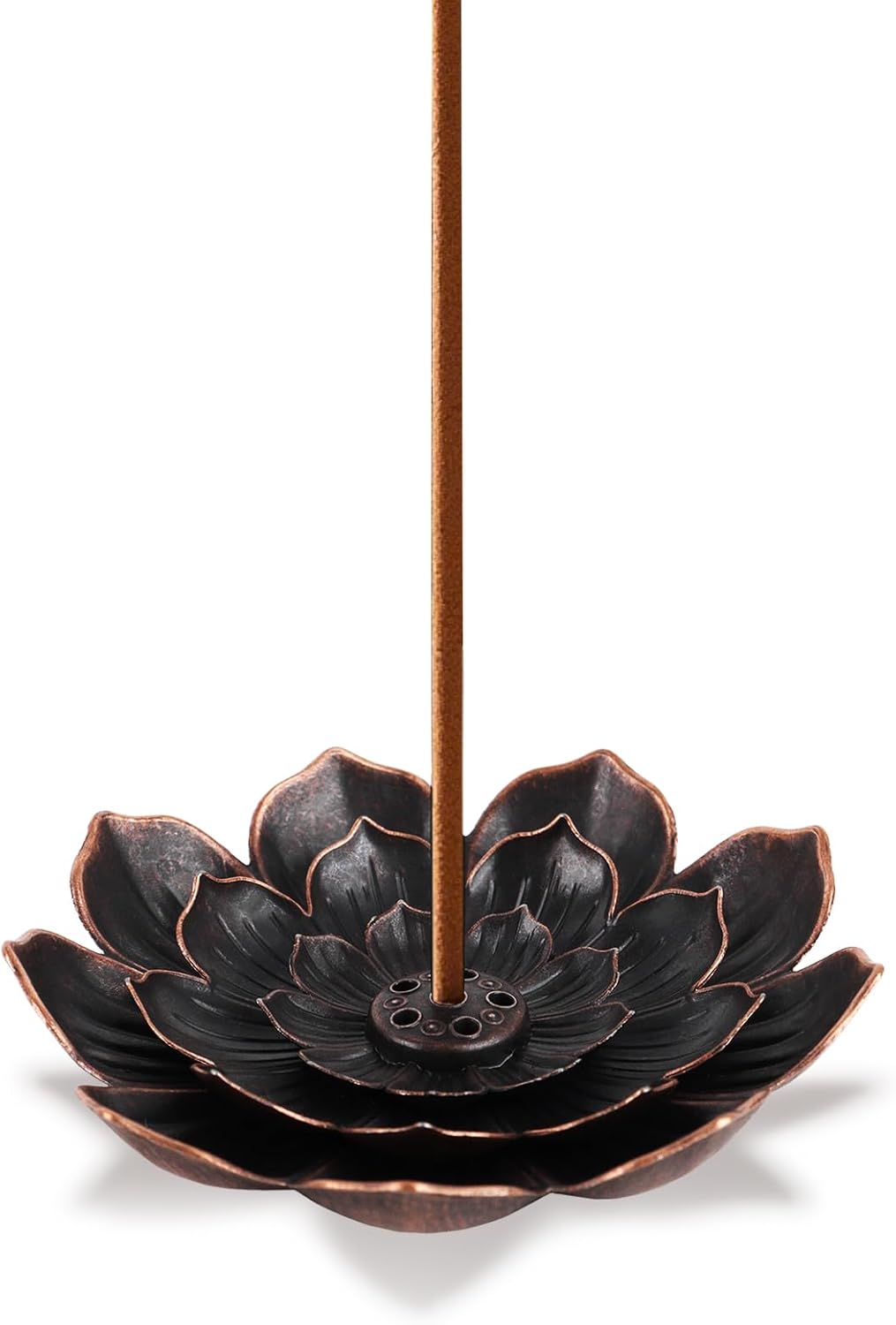 Incense Burner, Incense Holder for Sticks, Brass Lotus Incense Base with Removable Ash Catcher for Home Decor, Meditation, Yoga and Divination