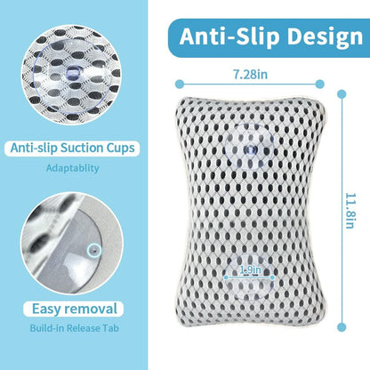 Upgraded Bath Pillows for Tub, Slip Resistant Waterproof Bath Pillows for Tub Neck and Back Support with 2 Strong Suction Cups, Relaxing Spa Essentials