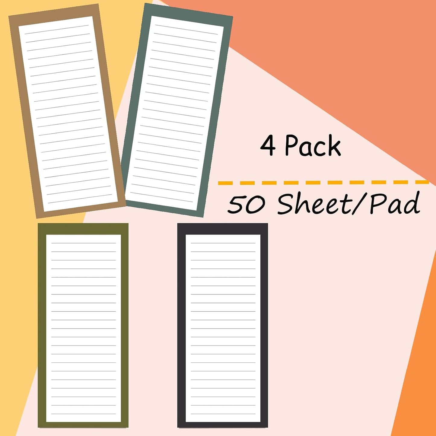 6 Pack Magnetic Notepads, Notepads Grocery List Magnet Pad for Fridge,Full Magnet Back Design Notepad for Grocery Lists, Shopping Lists, to-Do Lists(240 Sheets)