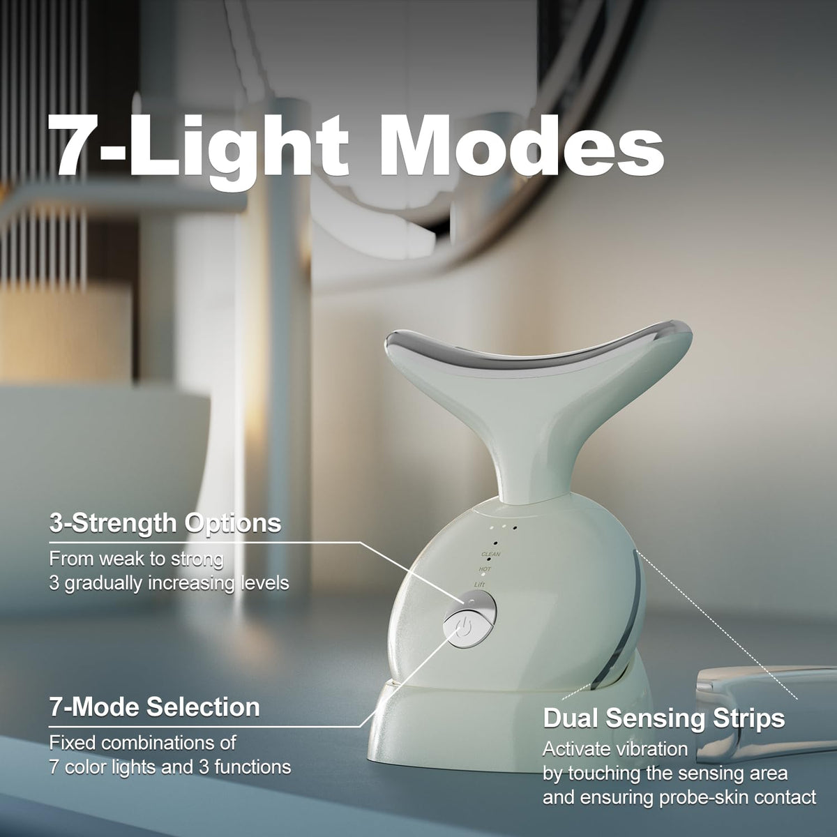 Siaca 7 in 1 Face Massager Tool, Red Light Therapy for Face and Neck,Portable Face Lift Device, Neck Massager for Double Chin Reducer.