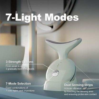 Siaca 7 in 1 Face Massager Tool, Red Light Therapy for Face and Neck,Portable Face Lift Device, Neck Massager for Double Chin Reducer.