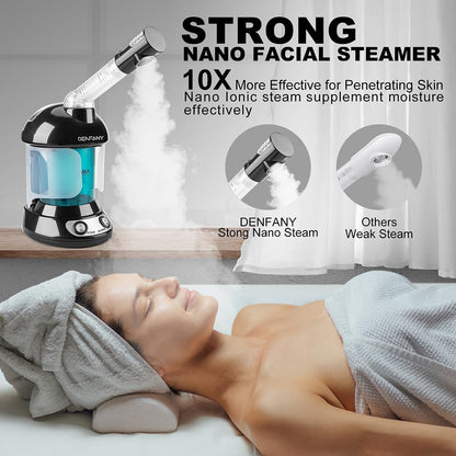 DENFANY Facial Steamer with Ozone Extendable 360° Arm - for Home or Salon