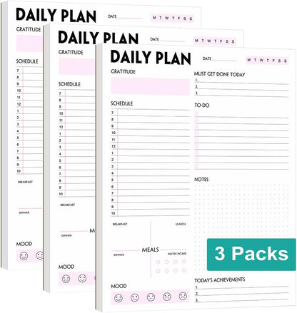 Daily Planner Notepad - A5 Calendar, Scheduler, Organizer with Priority, To Do List, Appointments, Notes, Meals and Water Intake Tracker, 50 Undated Tear-Off Sheets Planning Pad, 5.8"x8.25"