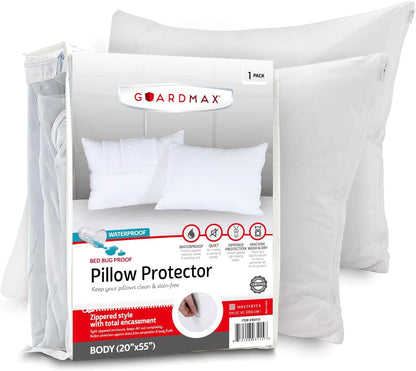 Guardmax Jersey Knitted Pillow Protector with Zipper Standard Size - 4 Pack -100% Waterproof, Bed Bug Proof, Dust Mite Proof, & Hypoallergenic Pillow Covers - Premium Zippered Pillow Cases. (20 X 26)