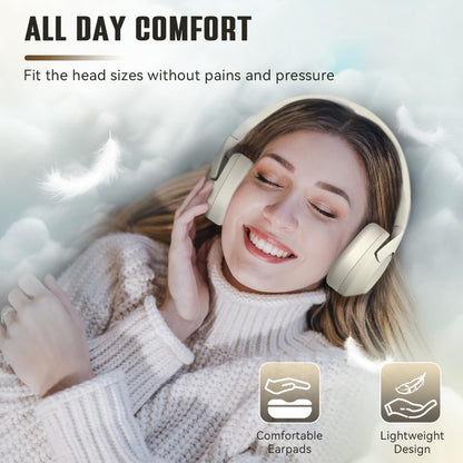 FIFINE Wireless Bluetooth Headphones, Over-Ear Noise Canceling Headphones with Soft Earmuffs, Up to 65H Playtime for Music, Phone Calls, Sport Travel Headset for iPhone/Android/Tablet-X3 Black