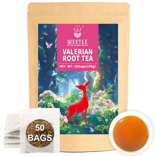 WT WEETEE Valerian Root Tea Bags 50ct, Caffeine-free Herbal Tea for Night