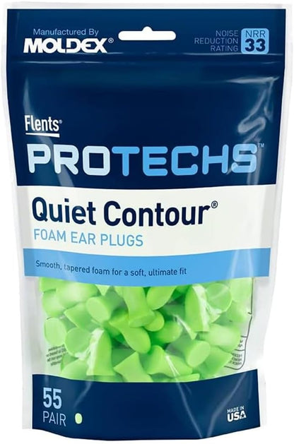 Flents Protechs Foam Ear Plugs, 10 Pair with case Sleeping, Snoring, Loud Noise, Traveling, Concerts, Construction, Studying, Work, Shooting, NRR 33, Noise Cancelling, Green, Made in the USA