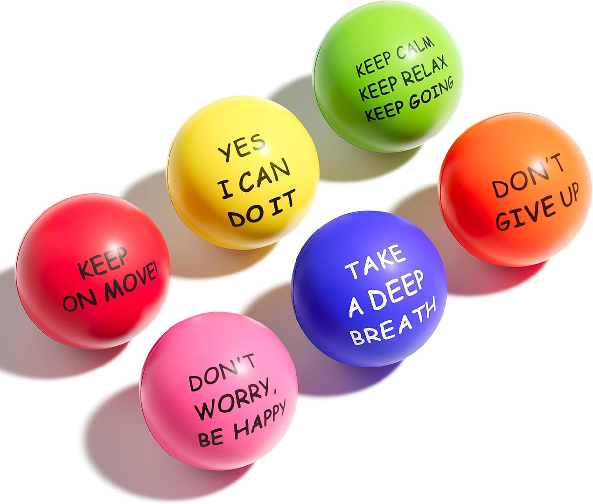 ALMAH Motivational Stress Balls for Kids and Adults (6 Pack)