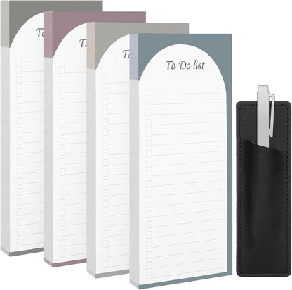 Thboxes 4 Pack Magnetic Note Pad for Fridge with Pen Holder, Totally 200 Sheets Grocery List Magnet Pad for Refrigerator Magnetic Shopping List Pad（Fruit Design）