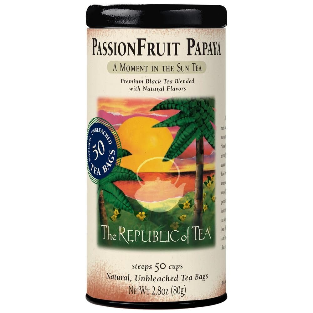 The Republic of Tea Passion Fruit Papaya Black Tea, 50 Count