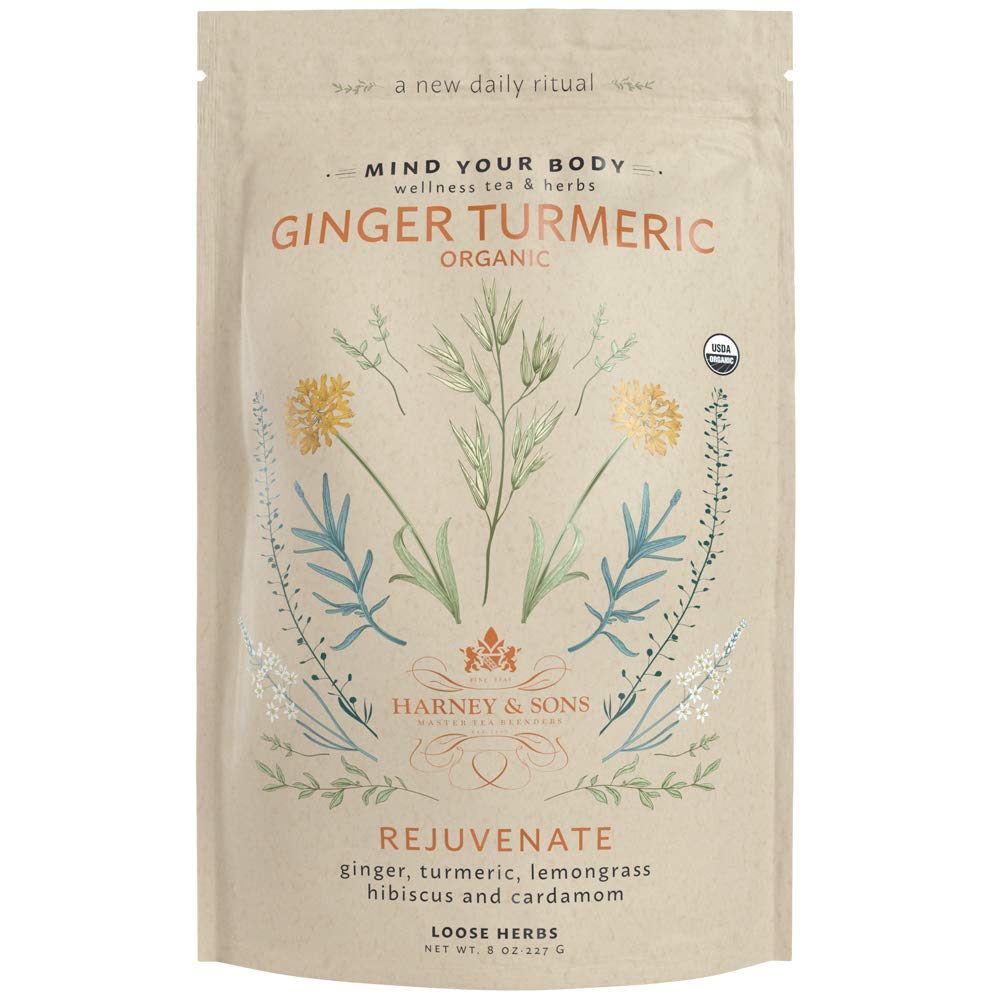 Harney & Sons Organic Ginger Turmeric Herbal Tea, Loose Leaf, 8 oz
