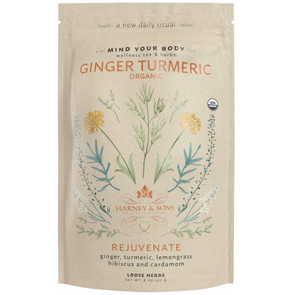 Harney & Sons Organic Ginger Turmeric Herbal Tea, Loose Leaf, 8 oz