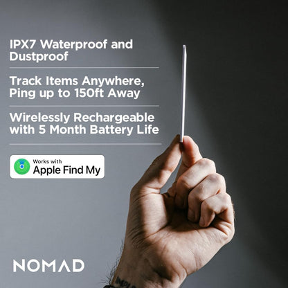 Nomad Tracking Card Carbide, Slim Card Tracker with IPX7 Waterproof and Dust Proof Card Tracker for Wallet & Luggage, 5 Months GPS Tracker Long Battery Life, Rechargeable, Compatible with iOS Only