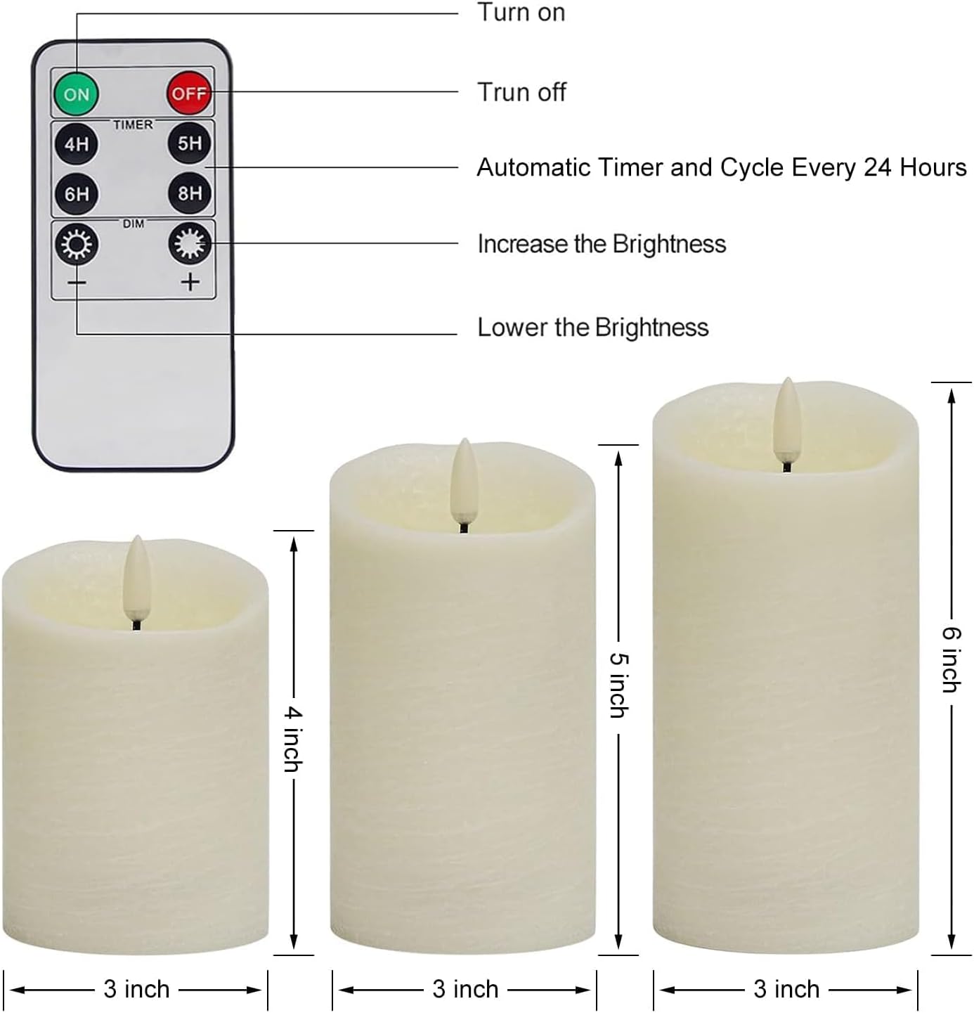 ANGELLOONG Flickering Flameless Candles, Realistic Battery Operated Candles with Remote and Timer, Set of 3 LED Candles for Fall Room Home Wedding Decor Centerpieces Table Party Christmas Decorations
