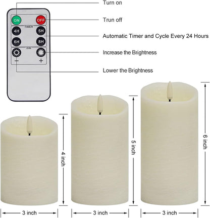 ANGELLOONG Flickering Flameless Candles, Realistic Battery Operated Candles with Remote and Timer, Set of 3 LED Candles for Fall Room Home Wedding Decor Centerpieces Table Party Christmas Decorations