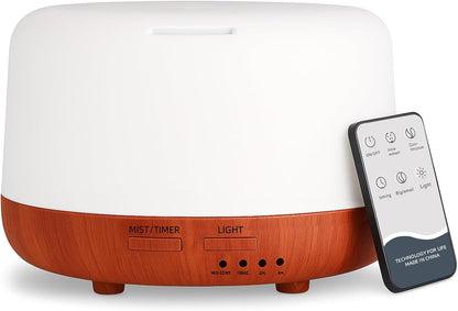 300ML Essential Oil Diffuser, Remote Control Ultrasonic Aromatherapy Oil Diffusers Cool Mist Humidifier, Waterless Auto-Off and 7 LED Light Colors for Bedroom, Yoga, SPA, Baby