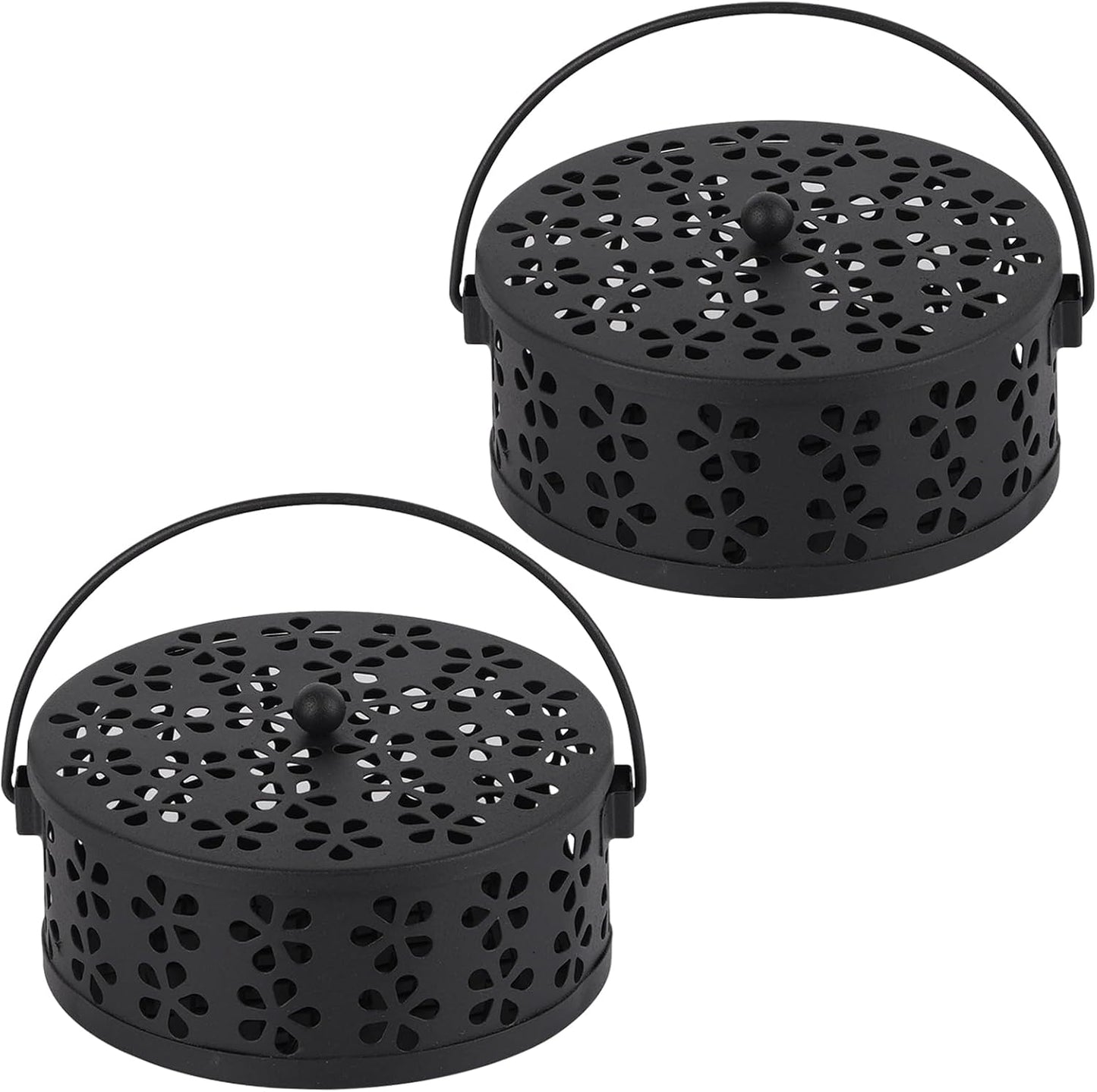 Portable Iron Mosquito Coil Holder with Handle Round Heat-Resistant Incense Holder for Home Office Camping (Bronze)