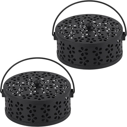 Portable Iron Mosquito Coil Holder with Handle for Outdoor, Bronze