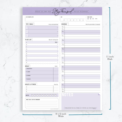 Daily Notepad Planner To Do Schedule - Stay Focused 50 Tear off Premium Made USA (Rose Pink)