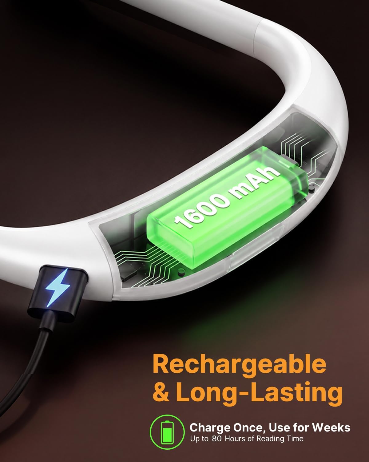 Reading Light, Rechargeable Neck Light, Stepless Dimming Book Light