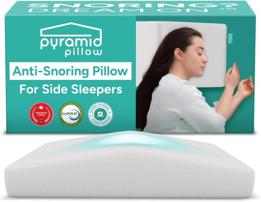 The Original Anti Snoring Pillow for Side Sleepers - Snoring Solution and Remedy - Inclined Memory Foam Pillow for Airway Support, Anti Snore Pillow with Removable Washable Cover