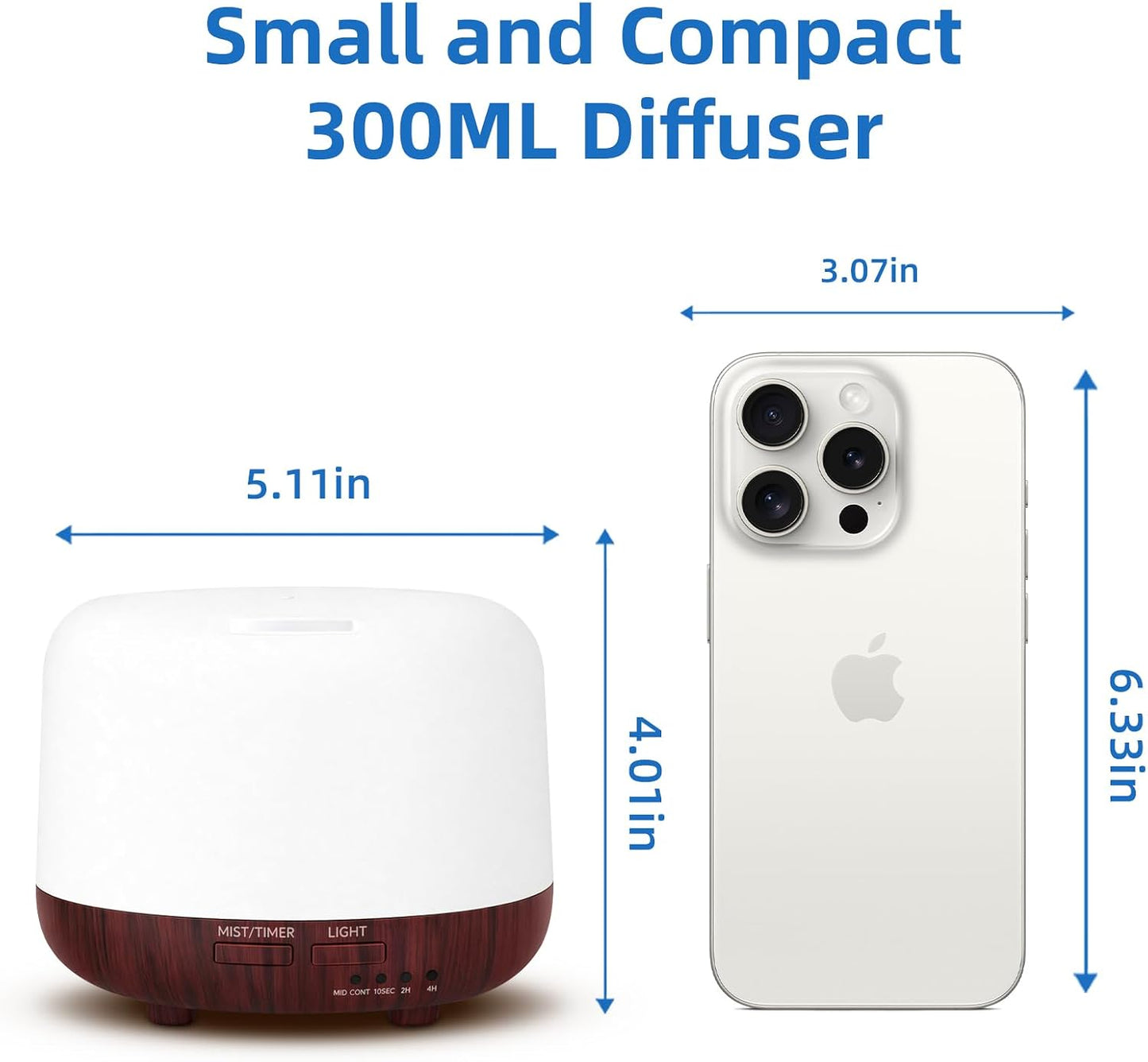 SPLITSKY Aromatherapy Essential Oil Home Diffuser with Remote Control, 300ML Large Room Cool Mist Air Humidifier, 8 Hours Quiet Operation, Timer, 7 Colors LED Night Night，Suitable Home,Yoga.