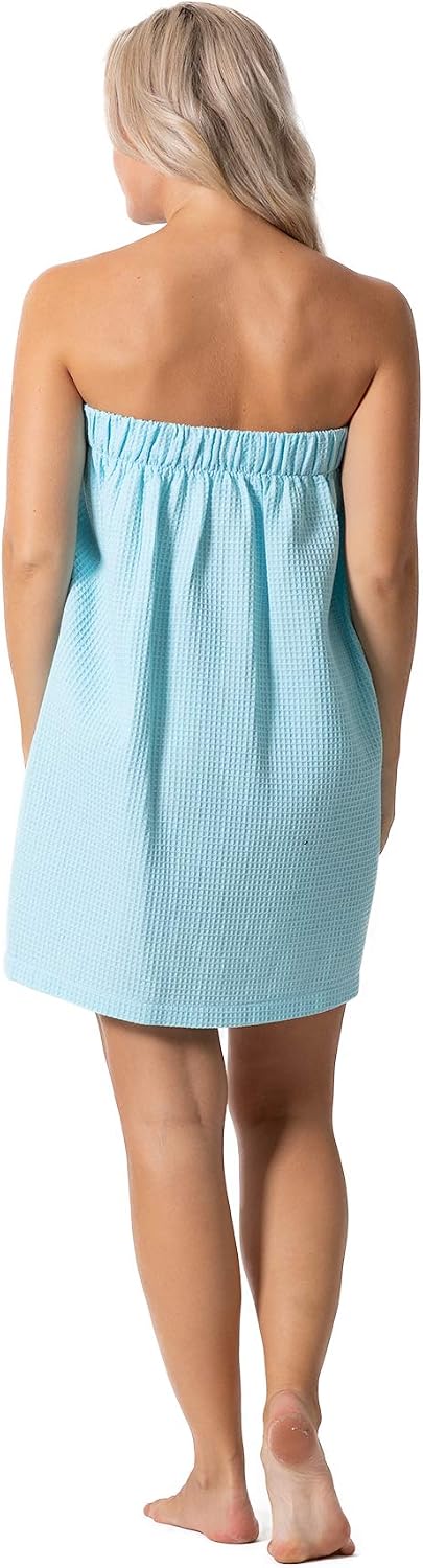 Turkish Linen Women’s Waffle Spa Body Wrap with Adjustable Closure