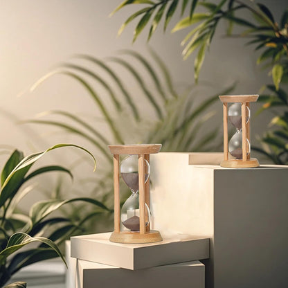 Hourglass 15 Minute,Wood Sand Timer 15 Min, Unbreakable Sandglass,Sand Watch for Study,Yoga,Cooking,Desk Decor & Gift,White