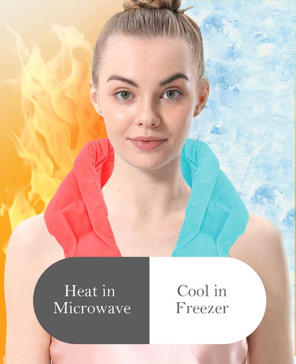 COMOIL Microwave Heating Pad for Neck and Shoulders Back with Handles,33 * 5.9" Long Heated Neck Wrap,Reusable Warmer,Moist Hot Packs,Microwavable Weighted Bag for Cold and Warm Compress