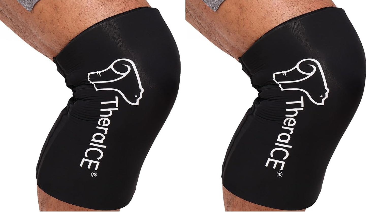 TheraICE Knee Ice Pack Wrap Compression Sleeve for Injuries | Reusable Gel Cold Packs Brace Plus Cold Wrap Recovery for Meniscus Tear, ACL Post Surgery, MCL Pain Relief Without Machine | Women & Men