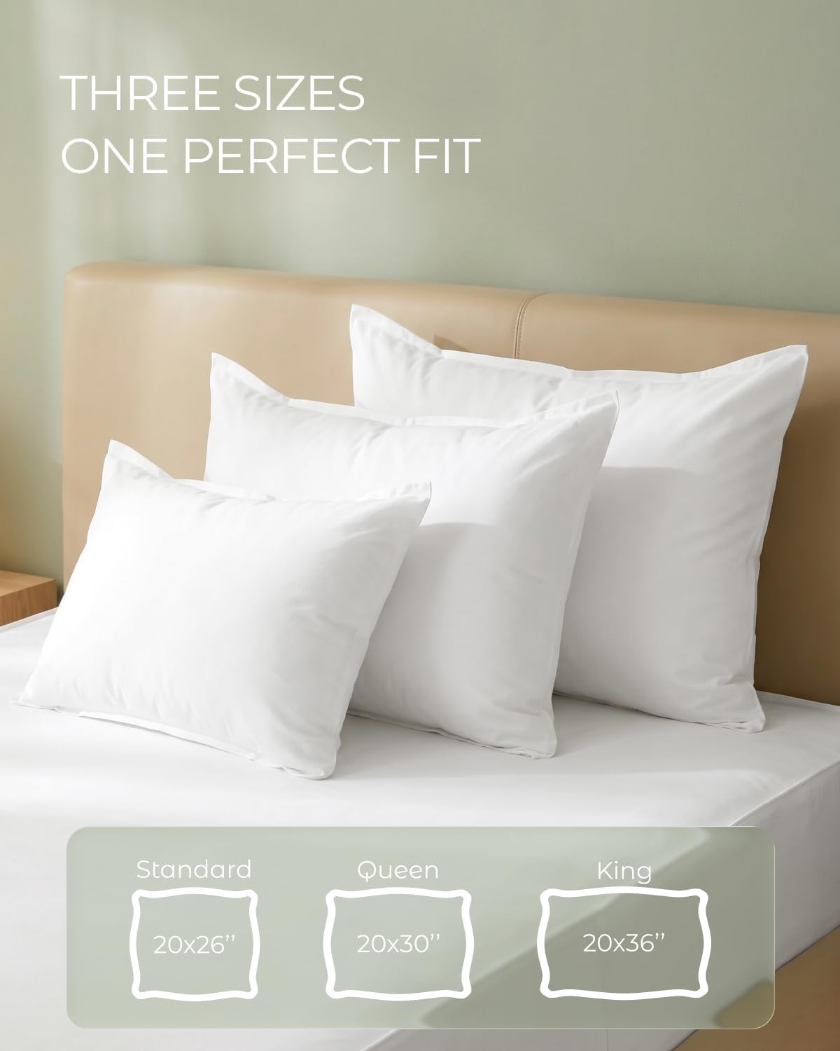FAUNNA 100% Cotton Pillow Protectors, 600 Thread Count, Standard, 4 Pack