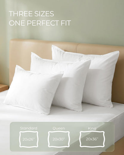 FAUNNA 100% Cotton Pillow Protectors, 600 Thread Count, Standard, 4 Pack