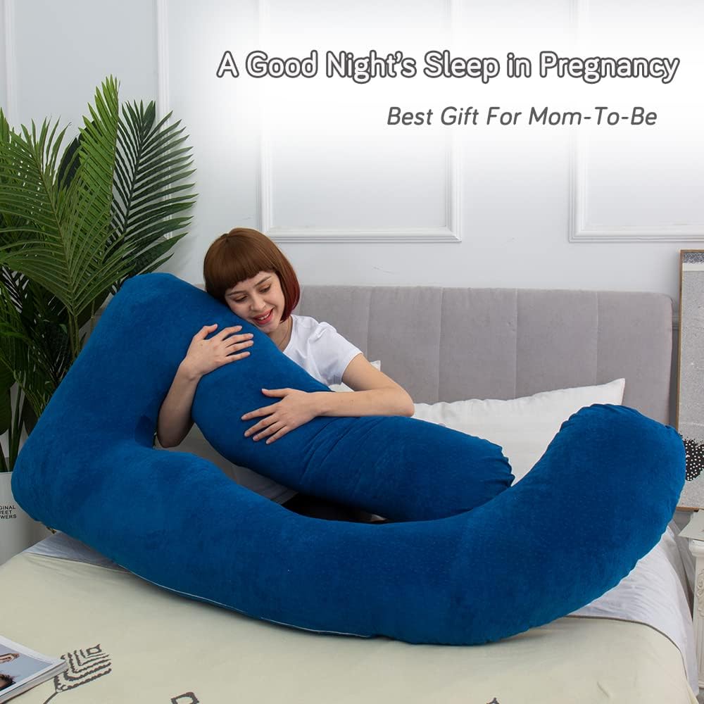 60 Inch Pregnancy Pillow for Sleeping, Extra Large U Shaped Body Pillow, Maternity Pillow for Pregnant Women with Velvet Cover (Dark Grey)