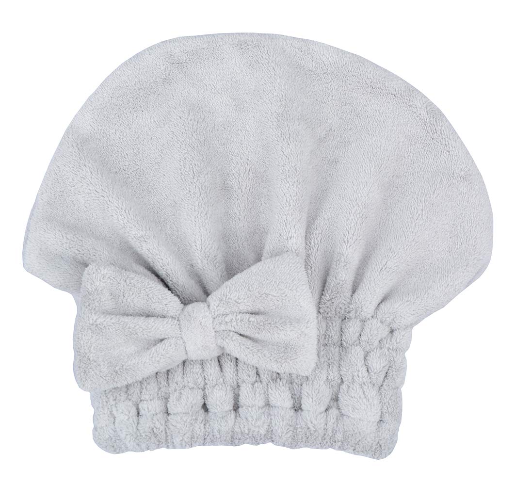 Microfiber Hair Drying Towels Head wrap with Bow-Knot Shower Cap Hair Turban hairWrap Bath Cap for Curly Long & Wet Hair Gift for Women Blackx2
