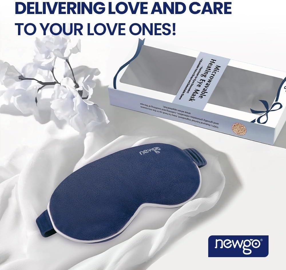 NEWGO Microwave Heated Eye Mask Soothing Relief for Dry Eyes, Heat Therapy Warm Eye Compress with Removable Cover for Stye, Blepharitis, Relaxation or Gift Choice - Blue