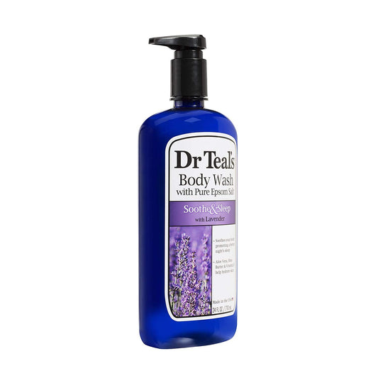 Dr Teal's Body Wash with Pure Epsom Salt, Soothe & Sleep with Lavender, 24 fl oz (Pack of 4)