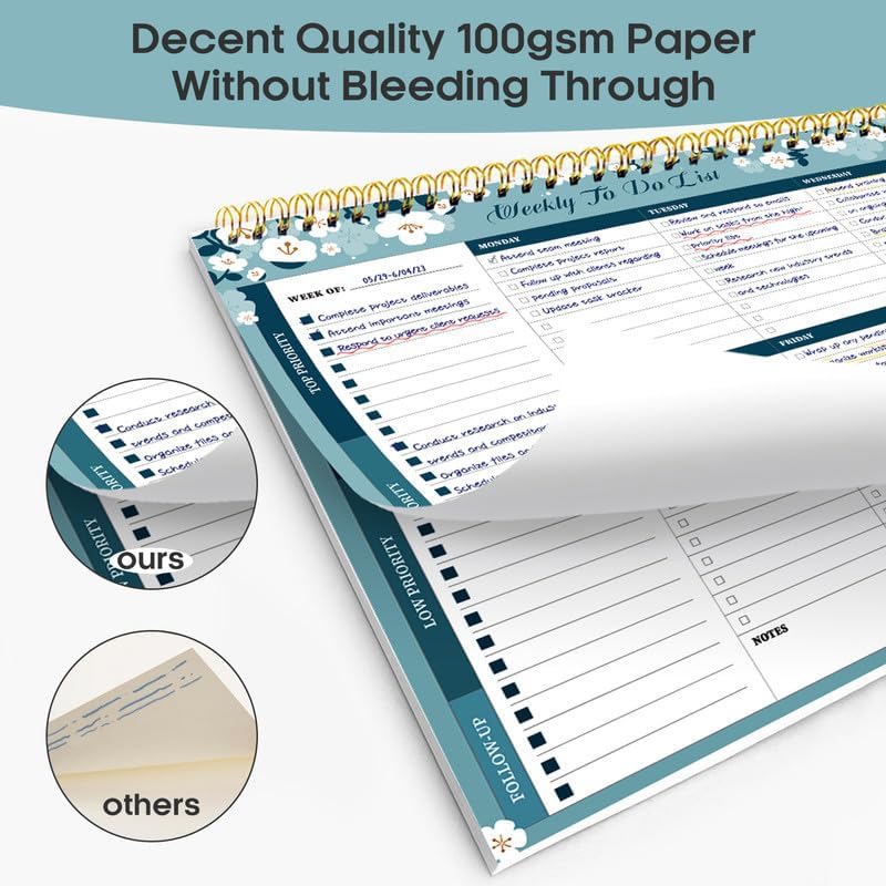 Taja Weekly To Do List Notepad with 52 Undated Sheets（8.5"×11"）- Weekly Desk Planner for Women & Man, Work and Home -1 Pack Violet Dream