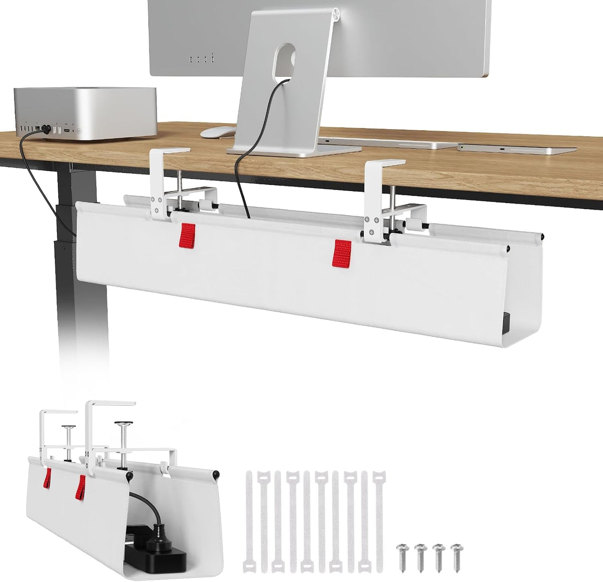 Univivi No Drill Under Desk Cable Management Tray, 36 inch Cable Management